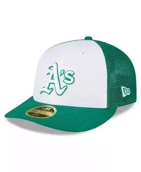 Мужская бело-зеленая кепка Oakland Athletics 2023 для тренировок на поле с низким профилем 59FIFTY Облегающая шляпа New Era, белый