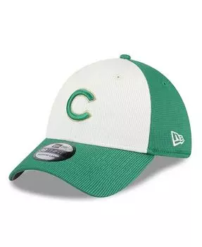Мужская бело-зеленая кепка с гибкой посадкой Chicago Cubs 2024 ко Дню Святого Патрика 39THIRTY New Era, белый