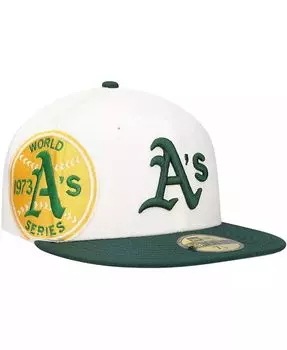 Мужская бело-зеленая приталенная кепка Oakland Athletics Major Sidepatch 59FIFTY New Era, белый