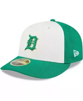 Мужская бело-зеленая приталенная шляпа Detroit Tigers 2024 ко Дню Святого Патрика 59FIFTY New Era, белый