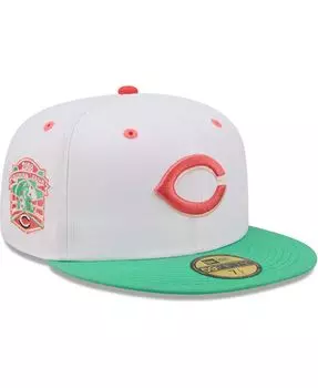 Мужская бело-зеленая шляпа Cincinnati Reds в честь открытия сезона на стадионе Great American Ballpark Watermelon Lolli 59FIFTY. New Era