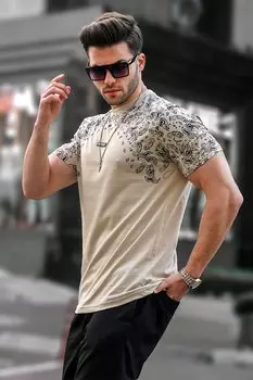 Мужская бежевая футболка 5354 MADMEXT