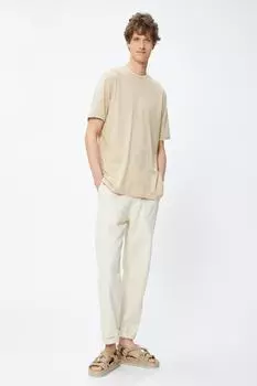 Мужская бежевая футболка Koton, бежевый