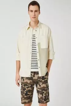 Мужская бежевая рубашка Koton, бежевый