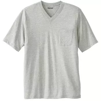 Мужская безусадочная легкая футболка Kingsize с карманами и v-образным вырезом Big & Tall KingSize, цвет Heather Grey