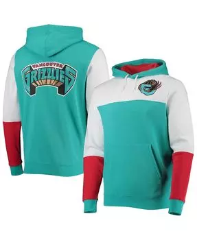 Мужская бирюзовая худи vancouver grizzlies hardwood classics fusion 2.0 с цветными блоками Mitchell & Ness, бирюзовый