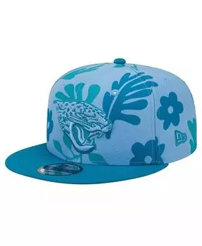 Мужская бирюзовая кепка Jacksonville Jaguars Leafy 9FIFTY Snapback New Era, синий