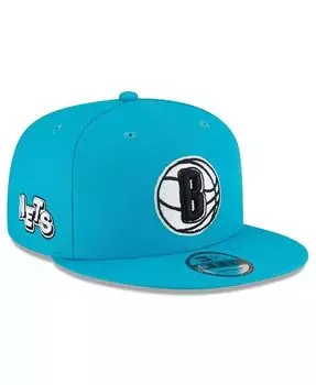 Мужская бирюзовая регулируемая кепка Brooklyn Nets 2023/24 City Edition Alternate 9FIFTY Snapback New Era, синий