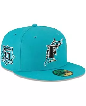Мужская бирюзовая шляпа Florida Marlins Cooperstown Collection Turn Back The Clock 59FIFTY. New Era