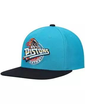 Мужская бирюзово-черная кепка с застежкой Detroit Pistons Hardwood Classics Team Two-Tone 2.0 Snapback Mitchell & Ness