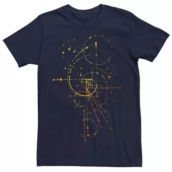 Мужская блестящая футболка с рисунком Golden Ratio Licensed Character, темно-синий
