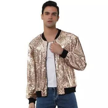 Мужская блестящая куртка-бомбер на застежке с длинным рукавом, пальто Lars Amadeus, зеленый