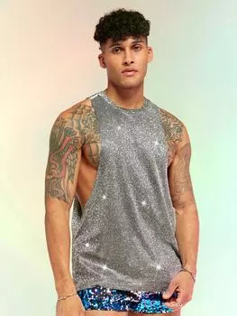 Мужская блестящая майка FeverCity, серебристый
