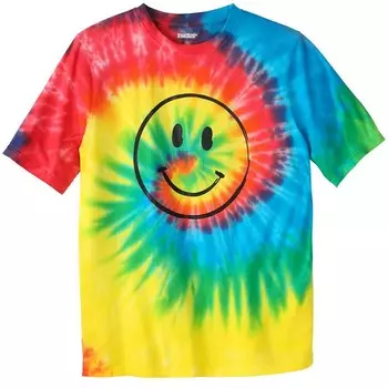 Мужская большая и высокая футболка с рисунком тай-дай Kingsize KingSize, цвет Tie Dye Smile