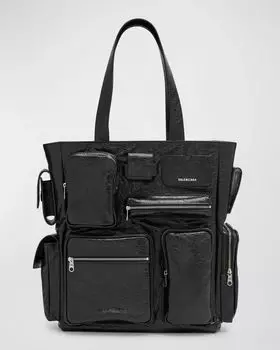 Мужская большая сумка Superbusy с несколькими карманами Balenciaga, цвет 1000 Black