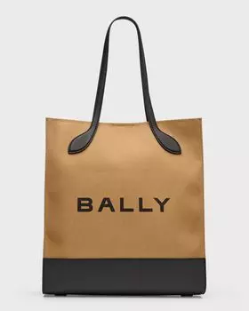 Мужская большая сумка-тоут из ткани и кожи Bar Keep On Bally, цвет Sand Black Oro