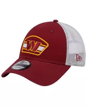 Мужская бордовая, белая бейсболка Washington Commanders с нашивкой-логотипом Trucker 9FORTY Snapback Hat New Era