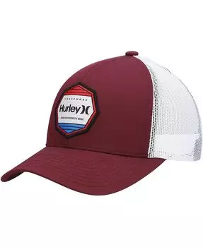 Мужская бордовая, белая кепка Trucker Snapback с нашивкой Pacific Hurley