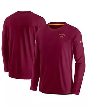 Мужская бордовая футболка с длинным рукавом washington commanders sideline lockup performance Nike