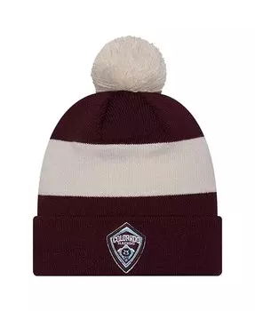 Мужская бордовая вязаная шапка Colorado Rapids 2024 Kick Off Collection с манжетами и помпоном New Era, красный