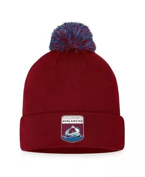 Мужская бордовая вязаная шапка с манжетами и помпоном Colorado Avalanche Draft NHL 2023 Fanatics, красный