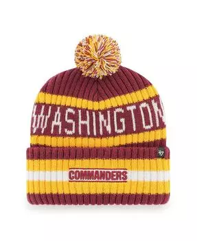 Мужская бордовая вязаная шапка Washington Commanders Bering с манжетами и помпоном '47 Brand