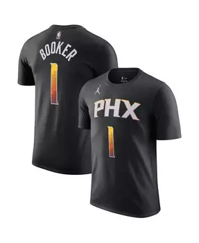 Мужская брендовая футболка Devin Booker Black Phoenix Suns 2022/23 Statement Edition с именем и номером Jordan