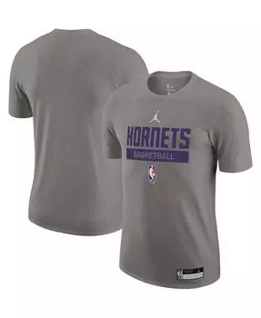Мужская брендовая футболка heather grey charlotte hornets 2022/23 legend on-court practice performance Jordan, мульти