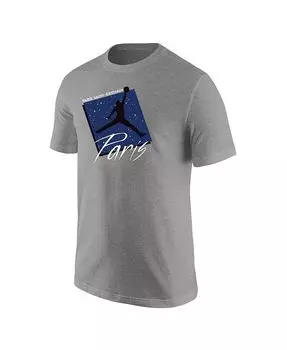 Мужская брендовая футболка Heather Grey Paris Saint-Germain Jumpman Core Jordan, серый