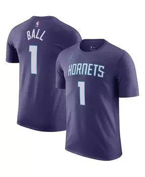 Мужская брендовая футболка LaMelo Ball Purple Charlotte Hornets 2022/23 Statement Edition с именем и номером Jordan, фиолетовый