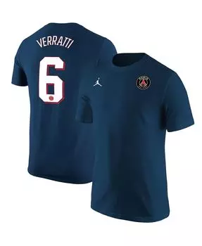 Мужская брендовая футболка marco verratti navy paris saint-germain с именем и номером Jordan, синий