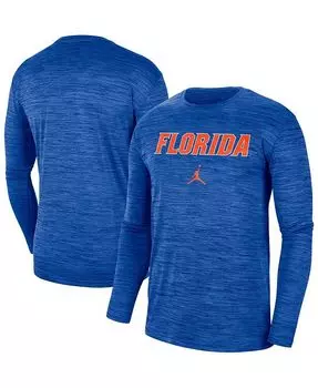 Мужская брендовая футболка с длинными рукавами Royal Florida Gators Team Velocity Performance Jordan, синий