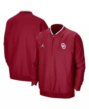 Мужская брендовая куртка Crimson Oklahoma Early 2021 Coach с молнией до половины Jordan, красный