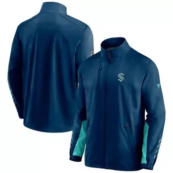 Мужская брендовая куртка Deep Sea Blue Seattle Kraken Authentic Pro Locker Room с молнией во всю длину Fanatics