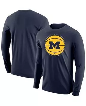 Мужская брендовая темно-синяя баскетбольная футболка с длинными рукавами Michigan Wolverines Jordan, синий