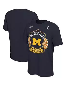Мужская брендовая темно-синяя футболка michigan wolverines college football playoff 2021 orange bowl bound с иллюстрацией Jordan, синий