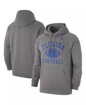 Мужская брендовая толстовка с капюшоном из меланжевого серого цвета florida gators football club Jordan, мульти