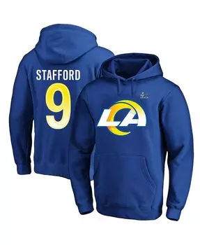 Мужская брендовая толстовка с капюшоном matthew stafford royal los angeles rams super bowl lvi big tall name number Fanatics