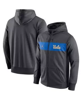 Мужская брендовая толстовка с капюшоном на молнии ucla bruins logo цвета антрацит Jordan