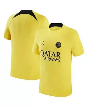 Мужская брендовая желтая предматчевая футболка Paris Saint-Germain 2023 Jordan, желтый