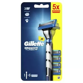 Мужская бритва Gillette Mach3 Turbo + 5 сменных лезвий
