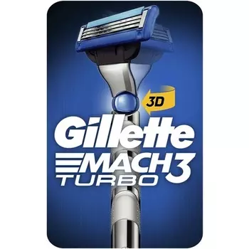 Мужская бритва Mach3 Turbo с 1 сменным стержнем для лезвий 3D Motion, лезвия сильнее стали, улучшенная смазывающая полоска, Gillette