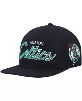 Мужская черная бейсболка Boston Celtics Hardwood Classics Script 2.0 Snapback Mitchell & Ness