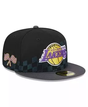Мужская черная бейсболка Los Angeles Lakers 2024 NBA All-Star Game Rally Drive в шахматном порядке 59FIFTY с короной New Era, черный