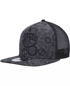 Мужская черная бейсболка Minnesota Twins с А-образной рамкой 9FIFTY Trucker Snapback New Era