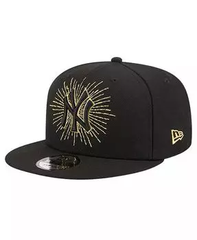 Мужская черная бейсболка с металлическим логотипом New York Yankees 9FIFTY Snapback New Era, черный