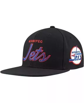 Мужская черная бейсболка Winnipeg Jets Core Team Script 2.0 Snapback Mitchell & Ness, черный