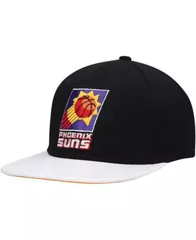 Мужская черная, белая кепка Phoenix Suns из твердой древесины Classics Wear Away с козырьком Snapback Mitchell & Ness