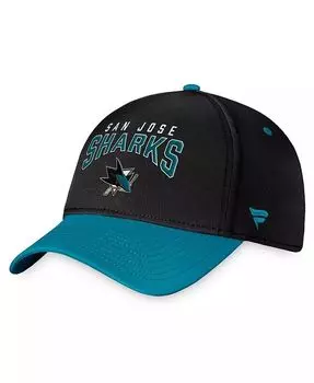 Мужская черная, бирюзовая двухцветная гибкая кепка San Jose Sharks Fundamental Fanatics, черный