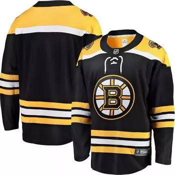 Мужская черная домашняя майка с логотипом Fanatics Boston Bruins